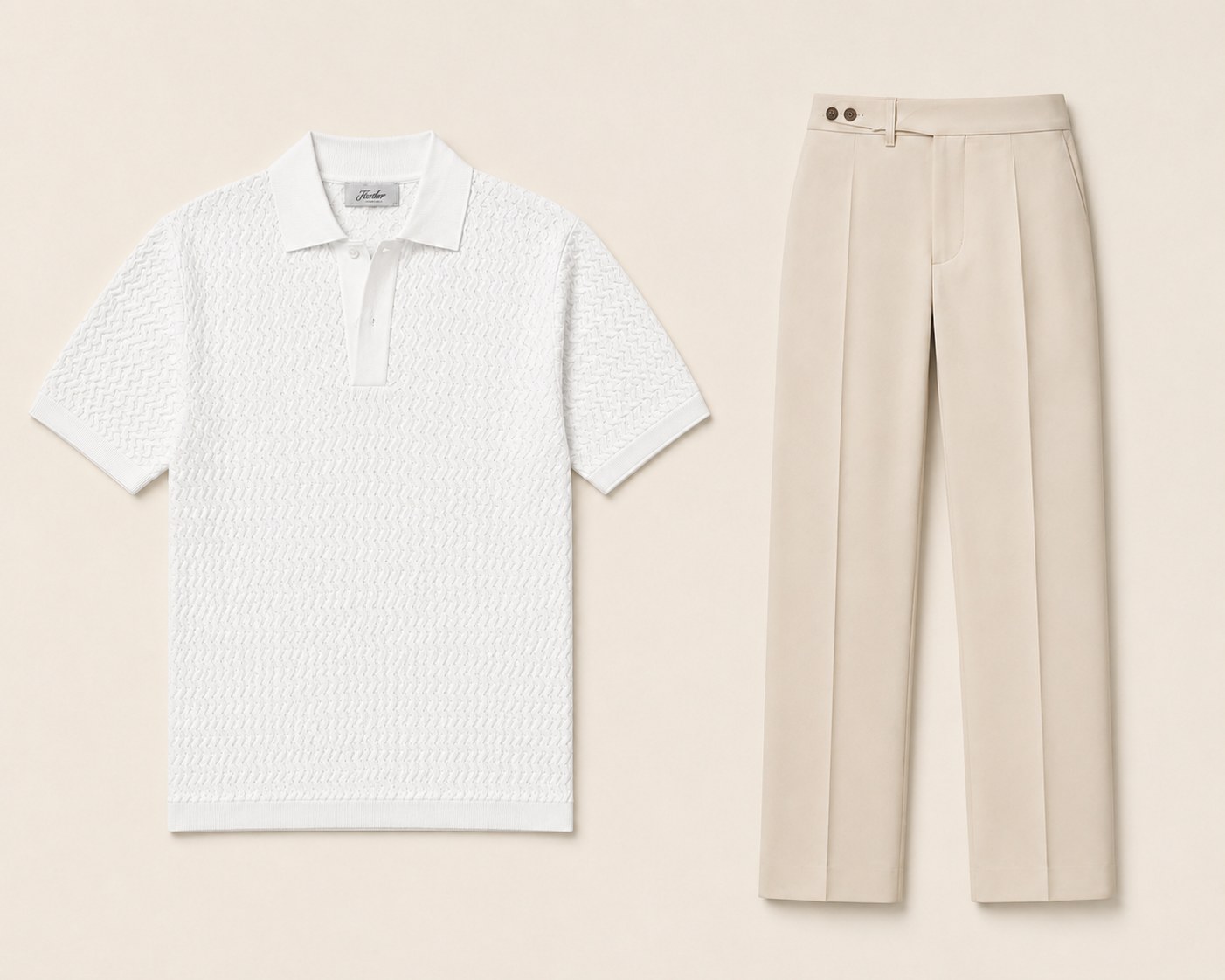 Cotton Pointelle Knit Polo and Japanese Satin Golf Trousers